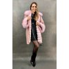 Max Original Leather Vlnený kabát s kožušinou líškou+zajaca-rexa 201045 pink Pink