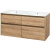 Mereo Opto - Skrinka s dvojumývadlom, 121x60x46 cm, 4 zásuvky, dub CN923
