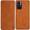 Nillkin Qin pro Xiaomi Redmi Note 11T 5G / Note 11S 5G / Note 11 5G (Čína) / Poco M4 Pro 5G s krytem a flipovým krytem, hnědé