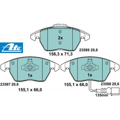 Brzdové platničky ATE Ceramic pre kotúč 288mm a 312mm predné so senzorom  13.0470-7184.2 od 66,83 € - Heureka.sk