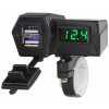 2x USB nabíjačka s voltmetrom na motocykel, zelený displej (34702G)