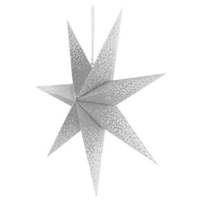 Emos| DCAZ08 | LED hviezda papierová závesná so striebornými trblietkami v strede biela 60 cm vnútorná