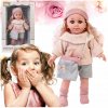 Bábika 38 cm Veľká Bábätko Dlhé Vlasy Veľké Oči Moderné Oblečenie Mäkká