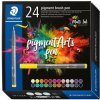 Fixka v tvare štetca, sada, STAEDTLER Pigment brush 371, 24 rôznych farieb
