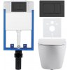 CERANO - Kompletný podomietkový WC set Lite/Cesso - biela lesklá - WC tlačidlo Classic, čierne matné - na zamurovanie - 49x36 cm CER-8050BD80
