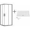 REA/S - Sprchovací kút PUNTO - čierny 80x100 + biela sprchová vanička Savoy KPL-K1016