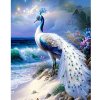 Diamantový obraz Páv biely na pláži večer