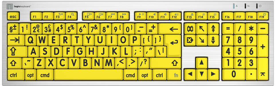 Logickeyboard XLPrint ALBA Black on Yellow UK