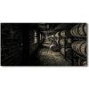Vodorovné Sklenené hodiny na stenu tiché Sudy bourbon 60x30 cm