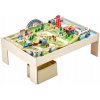 Železničná Súprava pre Deti 120ks 120x85x41CM Drevený Stôl so Železnicou