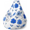 Sablio Sedací vak Pear Modré kvetiny - 140 x 100 x 25 cm