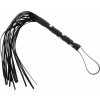 Hidden Desire Extreme Short Studded Flogger Whip, čierny korbáč z umelej kože 44 cm