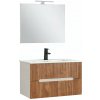 Trent Kúpeľňový nábytok 80 cm keramické umývadlo (2 zásuvky) so zrkadlom 60x80 cm bielo-slnečný dub