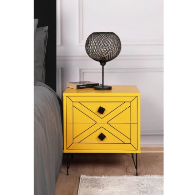 Asir | Nočný stolík LUNA 55x50 cm žltá | AS1270