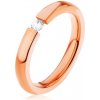 Šperky eshop - Oceľová obrúčka, medený odtieň, drobný číry zirkón, vysoký lesk HH9.7 - Veľkosť: 49 mm