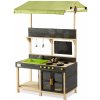 Kuchynka cédrová s tečúcou vodou Yummy 300 Outdoor Play Kitchen Exit Toys vonkajšia so strieškou rúrou na pečenie a kuchynským náradím od 24 mes