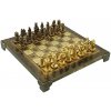 Manopoulos Ručně vyráběná sada šachových figurek Byzantský empír, zlatá a hnědá 20x20cm