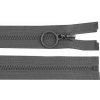 Kostený zips No 3 dĺžka 70 cm s krúžkom - šedá oceľová