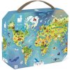 Janod Puzzle Mapa sveta v kufríku 100 ks