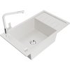 Mexen Elias, 1-komorový granitový drez 795x480x200 mm a drezová batéria Flora, biela, 6511-20-670401-02