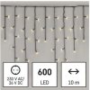 Vianočné osvetlenie EMOS 600 LED cencúle, 10 m, vonkajšie aj vnútorné, teplá biela, programy (D4CW03)