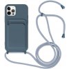 AppleKing silikónový kryt so šnúrkou a kapsou na karty pre iPhone 11 Pro - modrý - možnosť vrátiť tovar ZADARMO do 30tich dní