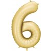 PartyDeco Balón Číslo 6 zlatý saténový 86 cm
