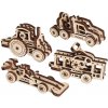 Ugears 3D drevené mechanické puzzle 4 mechanické prívesky Vozidlá