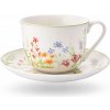 Altom Design Šálka s podšálkou Jarná lúka – porcelánová šálka na kávu a čaj s kvetmi 450 ml na elegantné jarné servírovanie kávy a čaju