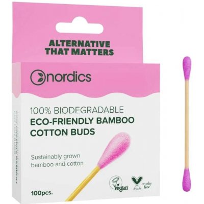 Nordics oral care Bambusové vatové tyčinky ružové NORDICS 100 ks