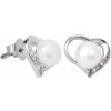 JwL Luxury Pearls Náušnice Srdce s pravou perlou a zirkónmi JL0407