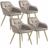 tectake 405789 stolička marilyn, zamatový vzhľad, prešívaná - taupe/zlatá, sada 4 ks