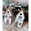 Vianočné biele drevené domčeky 2 ks