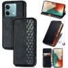 Peňaženkové kožené puzdro Cubic Grid na Xiaomi Redmi Note 13 - Čierna