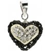 Šperky Nina - Strieborný prívesok 925/1000 Swarovski komponent - pri ag kam H 190 (Strieborný prívesok 925/1000 Swarovski komponent ( srdce černo-bílé kamienek 41122))