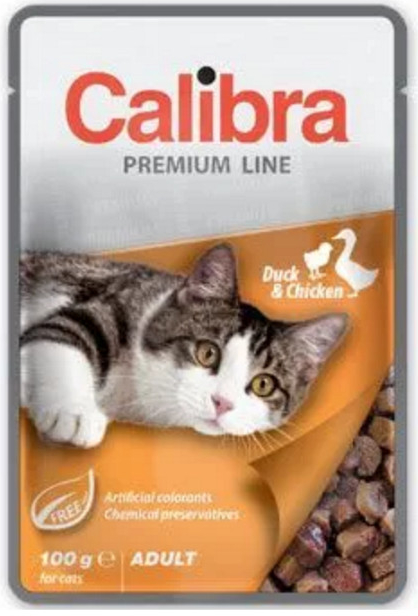 Calibra Premium cat Adult Kačka & kura v omáčke 24 x 100 g