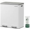 SONGMICS dvojitý kôš, kovový kôš na triedený odpad s 15 vreckami, 2 x 30 l, bielo-šedá