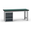 Pracovný stôl do dielne G8, 1800 x 750 x 800 mm, 1x kontejner, 4 zásuvky, grafit