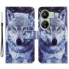 Peňaženkové kožené puzdro Painted na Xiaomi Redmi 13C - Biely vlk