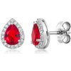 SOFIA strieborné náušnice červené zirkónové slzy COEZB108353