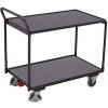 Variofit Policový vozík s madlom, Variofit, 2 police (83 x 50 cm), do 250 kg, modrá/antracit Farba: antracit RAL7016