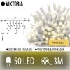 Viktória spojovateľná led svetelná záclona vonkajšia - 50led - 3m teplá biela - biely kábel