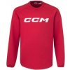 CCM Mikina CCM Locker Room Fleece Crew JR, Detská, S, červená