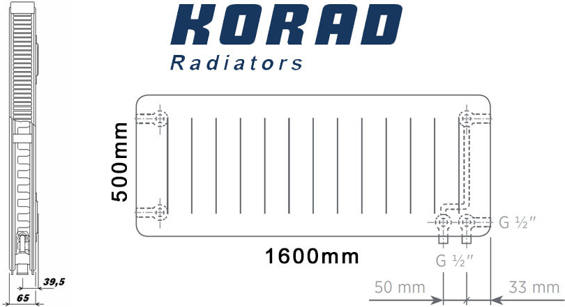 Korad Radiators 21VKP 500 x 1600 mm