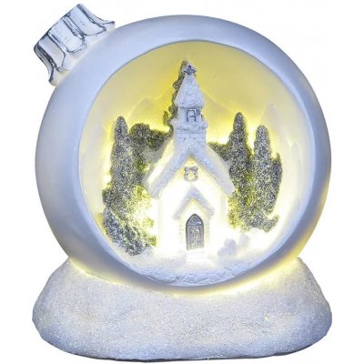 MagicHome Dekorácia Vianočná guľa LED teplá biela polyresin 2xAAA interiér 10,50x9x11