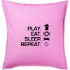 Eat sleep play - šach - Vankúš 50x50 - 50x50 - Iba poťah ( Ružová )