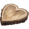 InDecor Dekoračná tácka z mangového dreva s kôrou Srdce, 22 x 22 x 3 cm