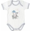 MBaby Bavlnené body s krátkym rukávom Sloníča Hello bielo sivé