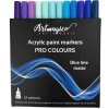 Akrylové popisovače Artmagico PRO LINE BLUE 0,7 mm, súprava 12 ks, odtiene matných modrých farieb