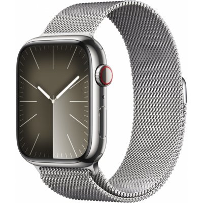 Chytré hodinky Apple Watch Series 9 45mm Cellular Strieborný nerez so strieborným milánskym ťahom (MRMQ3QC/A)